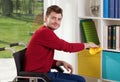 Capable of disabled man wipes the dust Royalty Free Stock Photo