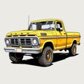 Capable pickup truck on white background