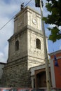 Capaccio Streets in downtown Capaccio. The clock bell Royalty Free Stock Photo