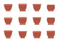 Capacious Flower Pots of Clay and Plastic Set Royalty Free Stock Photo