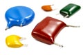 Capacitors of different values on a white background Royalty Free Stock Photo