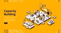 Capacity building isometric landing, web banner Royalty Free Stock Photo