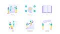 Capacity building vector illustration concept web icons. Training, learning, knowledge, skills, coaching, support and development