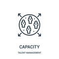 capacity icon vector from talent management collection. Thin line capacity outline icon vector illustration