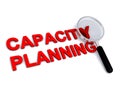 Capacity planning with magnifying glass on white