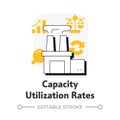 Capacity utilization rates flat outline concept icon Royalty Free Stock Photo