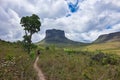 Capao, Brazil - Jan 05, 2024: Hiking trail to Aguas Claras waterfall in Vale do Capao, Palmeiras, Bahia, Brazil Royalty Free Stock Photo