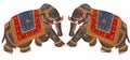 Caparisoned elephants on parade. Royalty Free Stock Photo