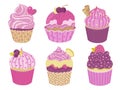 Set of cute little vetor cupcakes
