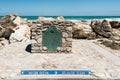 Cape Agulhas, the southernmost tip of Africa where Atlantic and Indian Oceans meet Royalty Free Stock Photo