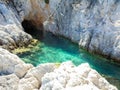 Cape Amarantos at Skopelos island Royalty Free Stock Photo