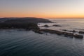 Cape Arago Lighthouse at the Oregon Coast at sunset. Royalty Free Stock Photo