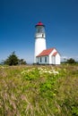 Cape Blanco Lighthouse with native flowers Royalty Free Stock Photo