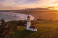 Cape Blanco Lighthouse at sunrise at the Oregon Coast. Royalty Free Stock Photo