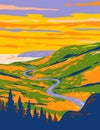 Cape Breton Highlands National Park During Fall in Nova Scotia Canada WPA Poster Art