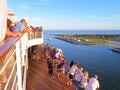 Cape Canaveral, Florida - 11/25/17 - Cruise ship passengers on the deck leaving out of Port Caneveral in Florida, Royalty Free Stock Photo