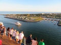 Cape Canaveral, Florida - 11/25/17 - Cruise ship passengers on the deck leaving out of Port Caneveral in Florida, Royalty Free Stock Photo