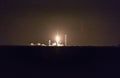 CAPE CANAVERAL, FLORIDA - 15 MARCH 2024. Evening launch of the FALCON 9 rocket as seen from Titusvile from Indian River. A rocket Royalty Free Stock Photo