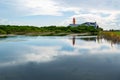 Cape Canaveral, Florida, USA - May 27, 2020: Kennedy Space Center. NASA building. Day of the first try of mission SpaceX