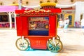 Cape Canaveral, USA - April 29, 2018: The retro antique trolley at Boardwalk at cruise liner or ship Oasis of the Seas
