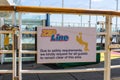 Cape Canaveral, USA - April 29, 2018: The sign zip line at cruise liner or ship Oasis of the Seas by Royal Caribbean Royalty Free Stock Photo