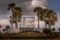 CAPE CANAVERAL, USA - MAR. 28, 2012: Road sign leading to John F. Kennedy Space Center, Florida, USA Royalty Free Stock Photo