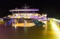 Cape Canaveral, USA - May 06, 2018: Open deck in the night time. Giant cruise ship Oasis of the Seas by Royal Caribbean. Royalty Free Stock Photo