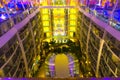 Cape Canaveral, USA - May 06, 2018: Open deck in the night time. Giant cruise ship Oasis of the Seas by Royal Caribbean. Royalty Free Stock Photo