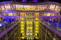 Cape Canaveral, USA - May 06, 2018: Open deck in the night time. Giant cruise ship Oasis of the Seas by Royal Caribbean. Royalty Free Stock Photo