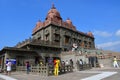 Cape Comorin Kanyakumari, India, West Bengal Tamil Nadu, March, 15, 2019. People walking near temple dedicated to Swami Viveka