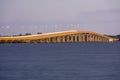 Cape Coral Midpoint Bridge at moonrise long exposure. Royalty Free Stock Photo