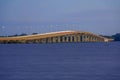 Cape Coral Midpoint Bridge at moonrise long exposure. Royalty Free Stock Photo