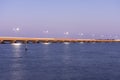 Cape Coral Midpoint Bridge at sunset long exposure.