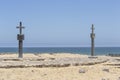 Two crosses landmark and memorial at Cape Cross in Namibia