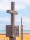 CAPE CROSS, NAMIBIA - OCTOBER 12, 2013: Detailed view of Stone Cross memorial - replica of orginal padrao placed by