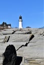 Cape Elizabeth Light, and surrounding landscape on Cape Elizabeth, Cumberland County, Maine, New England Lighthouse,  US Royalty Free Stock Photo