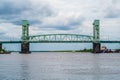 Cape Fear Memoria Bridge in North Carolina, Wilmington Beach Royalty Free Stock Photo