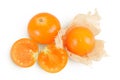 Cape gooseberry or physalis isolated on white background wit full depth of field. Top view. Flat lay Royalty Free Stock Photo