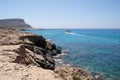 Cape Greco landscape with tourist ships passing by Cavo Greco, Capo Greco Royalty Free Stock Photo