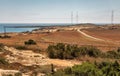 Cape Greco peninsula landscape with radar station, Cyprus Royalty Free Stock Photo