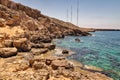 Cape Greco peninsula landscape with radar station, Cyprus Royalty Free Stock Photo