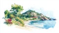 Cape Maclear. Cape Maclear hand drawn watercolor illustration on white background Royalty Free Stock Photo