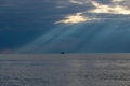 Cape May, Lewes ferry going across the bay with sunrays Royalty Free Stock Photo