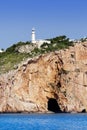 Cape Nao lighthouse white coast Alicante