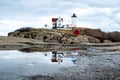 Cape neddick lighthouse reflection Royalty Free Stock Photo