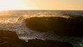 Cape Perpetua, Oregon Coast. tall waves colliding the rocks