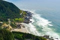 Cape Perpetua Scenic Area aerial view, Yachats, Highway 101, Oregon Coast, USA Royalty Free Stock Photo