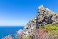 Cape Point with the old lighthouse built in 1850 high up on the cliff overlooking the Atlantic ocean near Cape Town Royalty Free Stock Photo