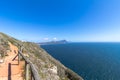 Cape Point walkway from point back to old lighthouse with view of the cape peninsula - South Africa Royalty Free Stock Photo