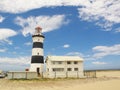 Cape Recife Lighthouse at Angola bay in Port Elizabeth on Sunshine Coast, South Africa Royalty Free Stock Photo